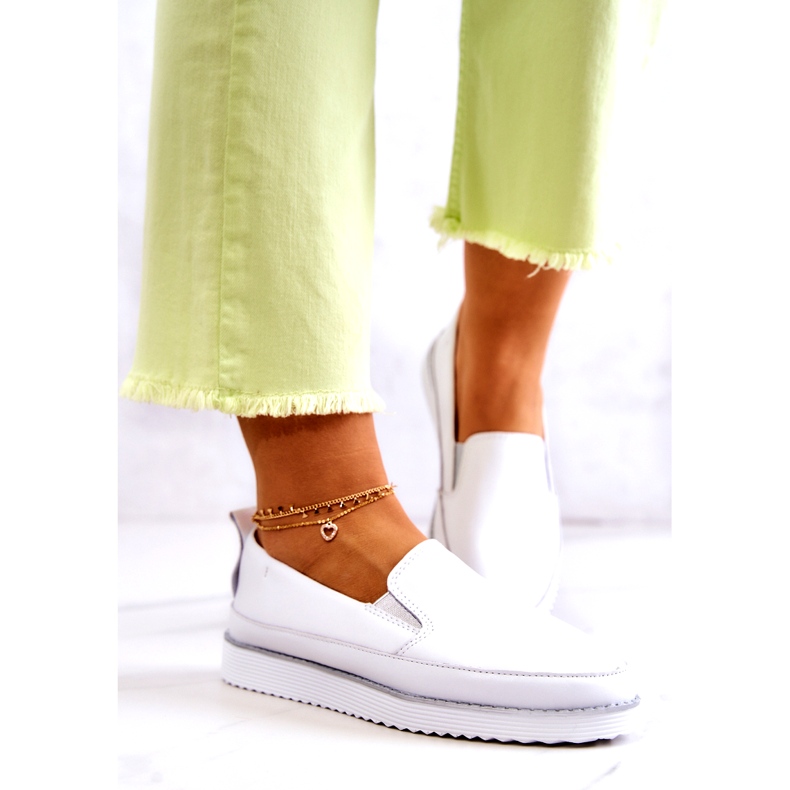 Baskets en cuir pour femmes Slip-On S.Barski Blanc blanche 3