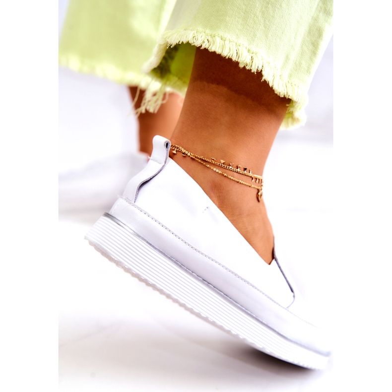 Baskets en cuir pour femmes Slip-On S.Barski Blanc 4