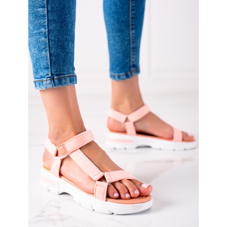 Groto Gogo Sandales confortables avec velcro rose 1