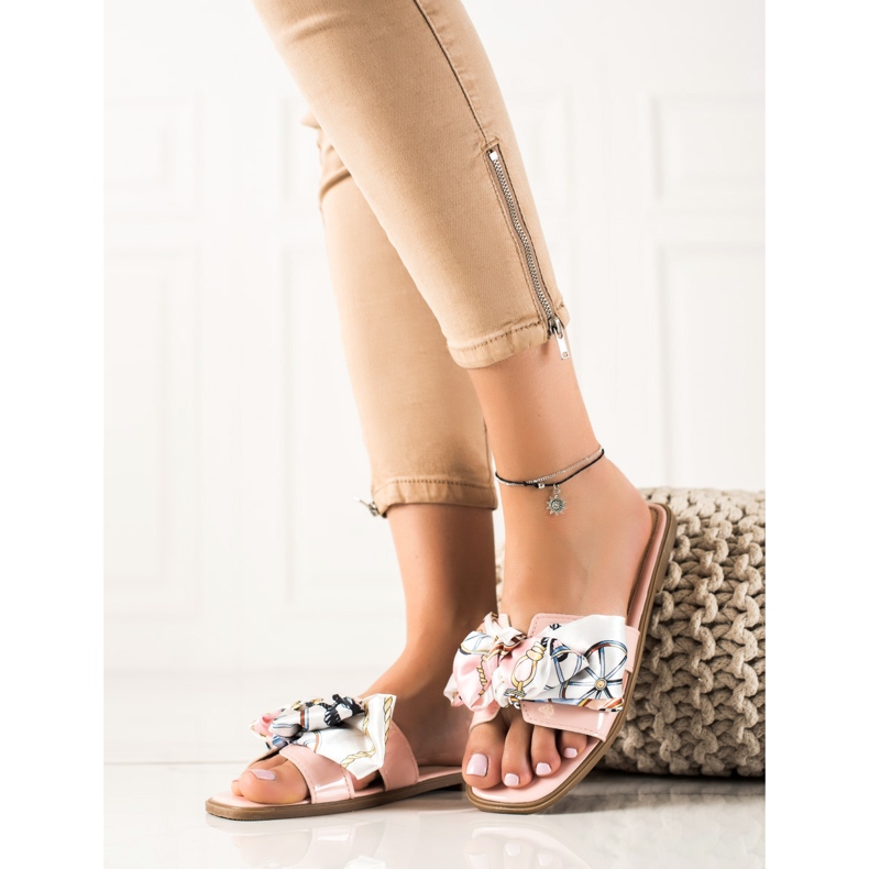 SHELOVET Chaussons Avec Un Nœud Décoratif rose 2