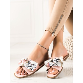 SHELOVET Chaussons Avec Un Nœud Décoratif rose 1