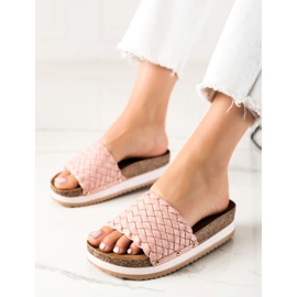 SHELOVET Pantoufles tressées sur la plate-forme rose 1 SHELOVET Pantoufles tressées sur la plate-forme rose 1