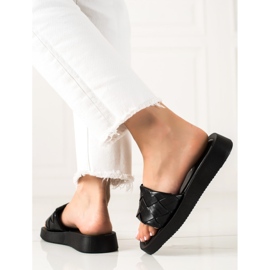 Small Swan Pantoufles Noires le noir 1