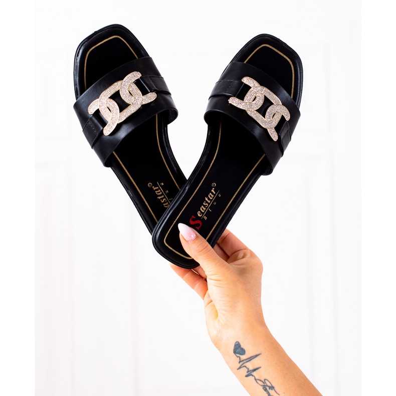 Seastar Pantoufles élégantes noir 1