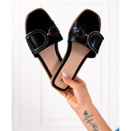 SHELOVET Pantoufles noires classiques 1