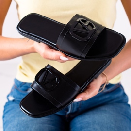 SHELOVET Pantoufles Noires le noir 1