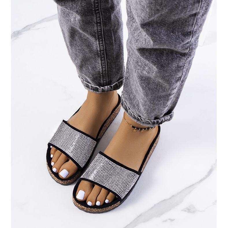 Sandales Jorja noires sur la semelle en liège le noir 1