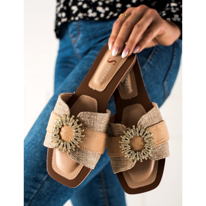 Seastar Chaussons Avec Une Décoration Cubic Zirconia beige 2