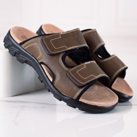 DK Pantoufles en cuir pour hommes brun 1