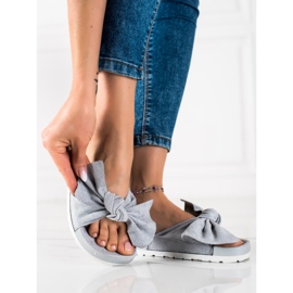 SHELOVET Pantoufles à la mode avec un arc gris 1