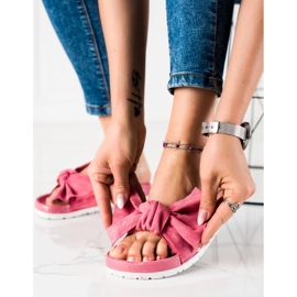 SHELOVET Pantoufles à la mode avec un arc rose 2
