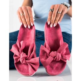 SHELOVET Pantoufles à la mode avec un arc rose 1