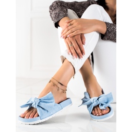 SHELOVET Pantoufles à la mode avec un arc bleu 1