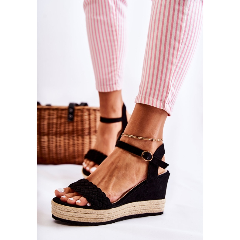 FB2 Sandales compensées en daim noires Gabriela beige le noir 1