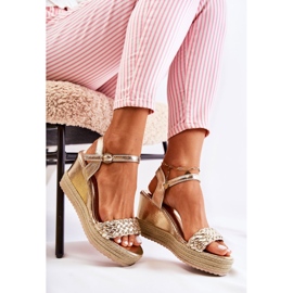 FB2 Sandales en daim sur un compensé doré Gabriela beige d'or 4