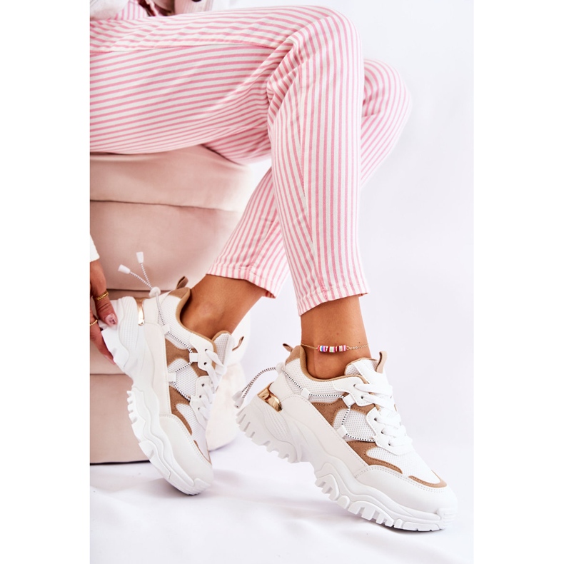 PM2 Chaussures de Sport Textiles à la Mode Beige et Blanc Amariso blanche 2