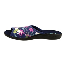 Chaussons femme à fleurs Adanex Sara SAK1 27272 bleu marin bleu rose vert 2