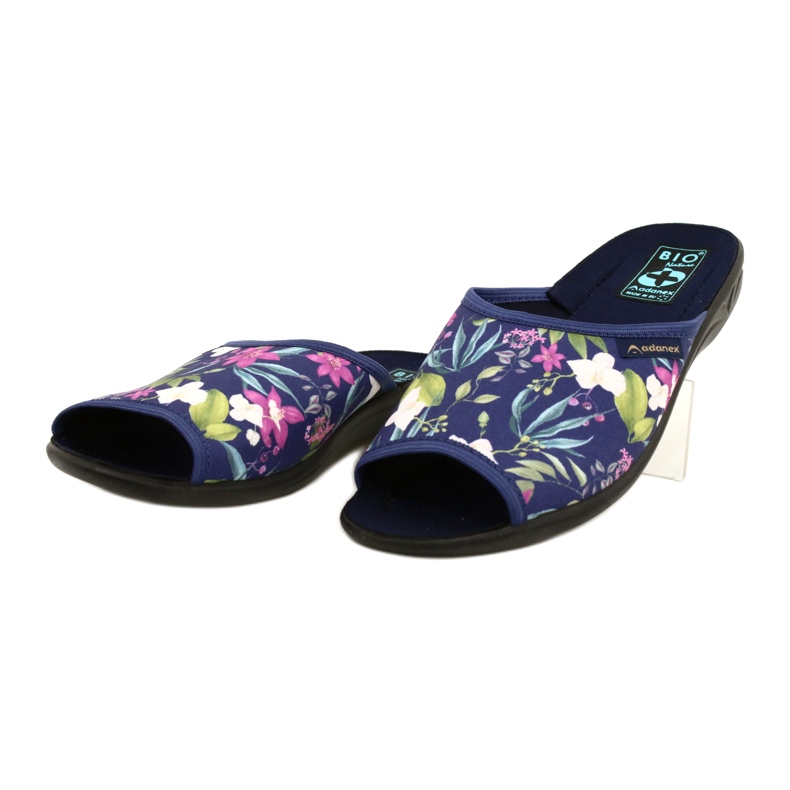 Chaussons femme à fleurs Adanex Sara SAK1 27272 bleu marin bleu rose vert 3