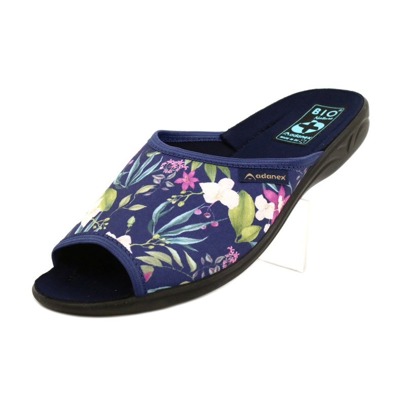 Chaussons femme à fleurs Adanex Sara SAK1 27272 bleu marin bleu rose vert 4