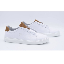 Polbut Chaussures de sport en cuir pour hommes 2109 blanches 2