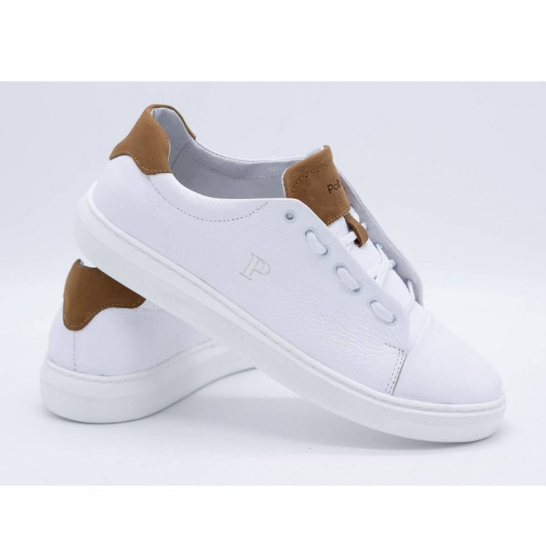 Polbut Chaussures de sport en cuir pour hommes 2109 blanches 3