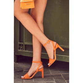 FJ1 Sandales à talons hauts pour femmes orange camélia 1