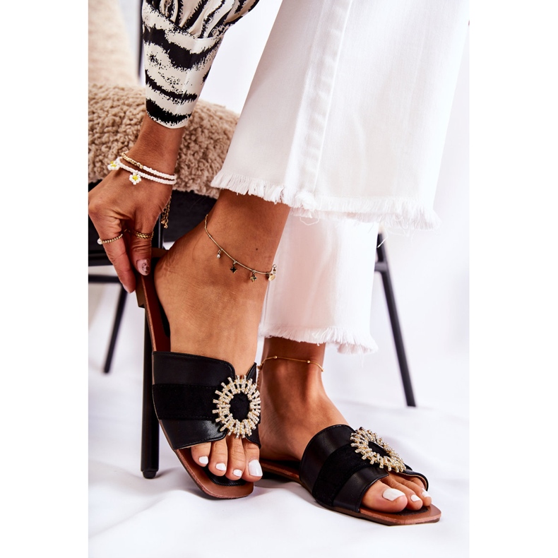 PS1 Pantoufles confortables pour femmes avec ornement Ginera noir 1