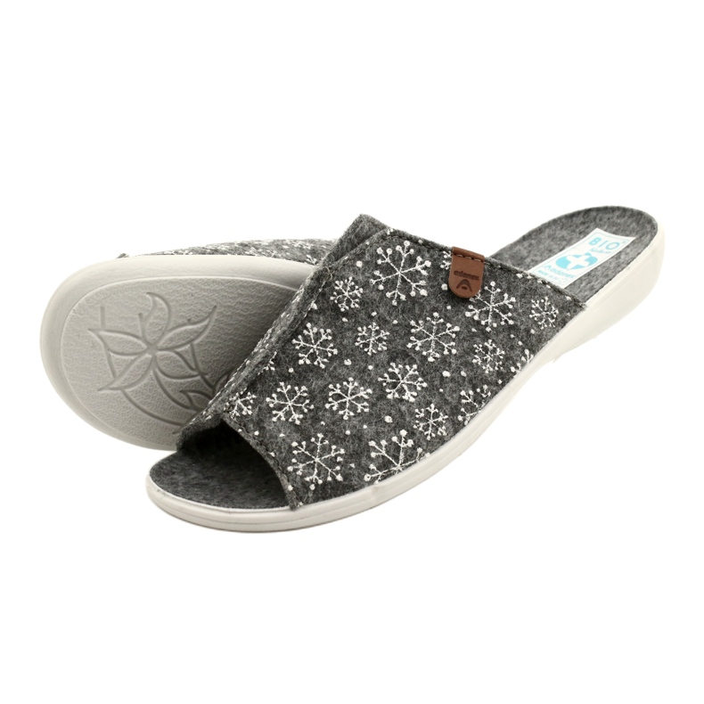 Pantoufles flocon de neige feutre Adanex 24217 blanc gris 5