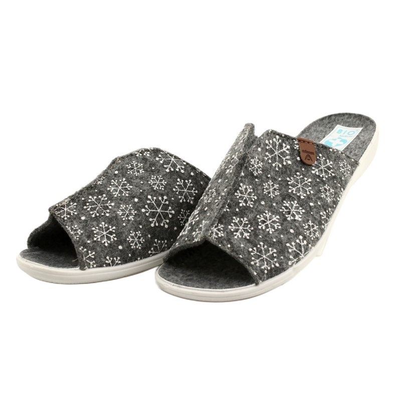Pantoufles flocon de neige feutre Adanex 24217 blanc gris 3