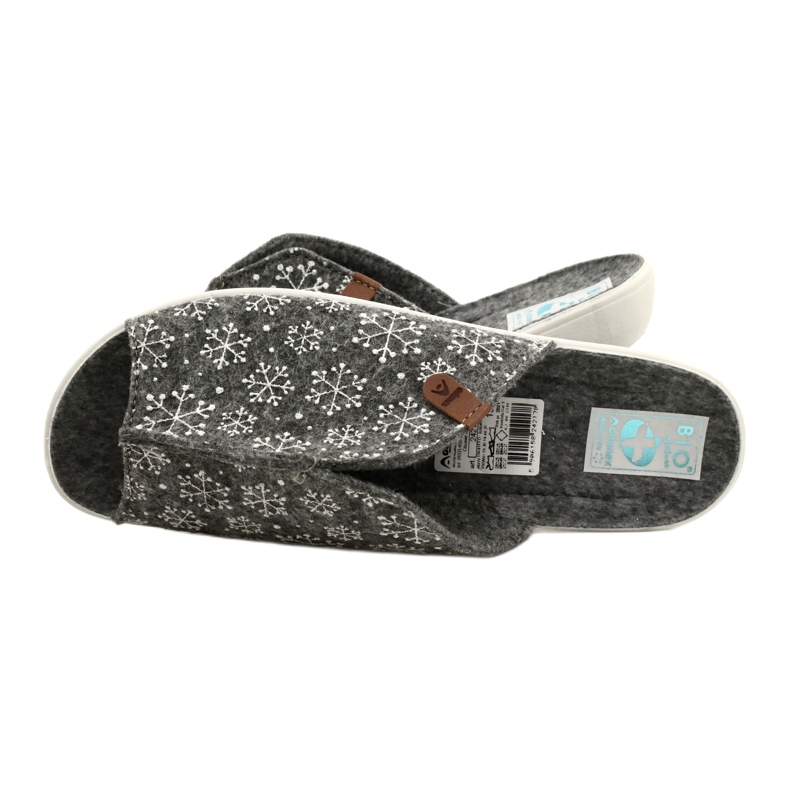 Pantoufles flocon de neige feutre Adanex 24217 blanche gris 6