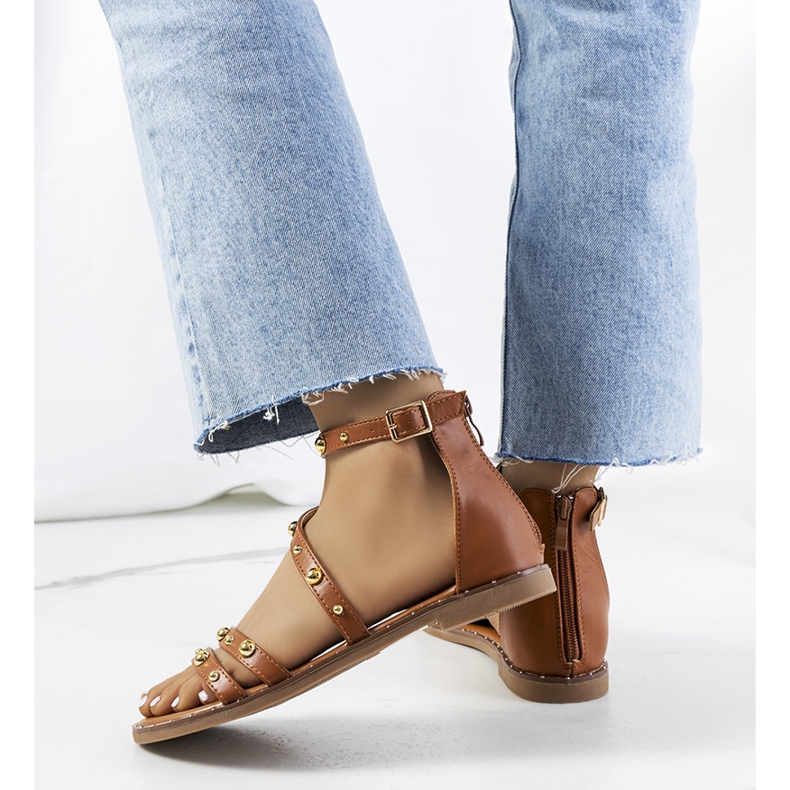 Sandales cloutées marron Krolt brun 1