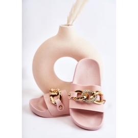 FK1 Chaussons Enfant En Caoutchouc Avec Une Chaîne Décorative Rose Suzie 2