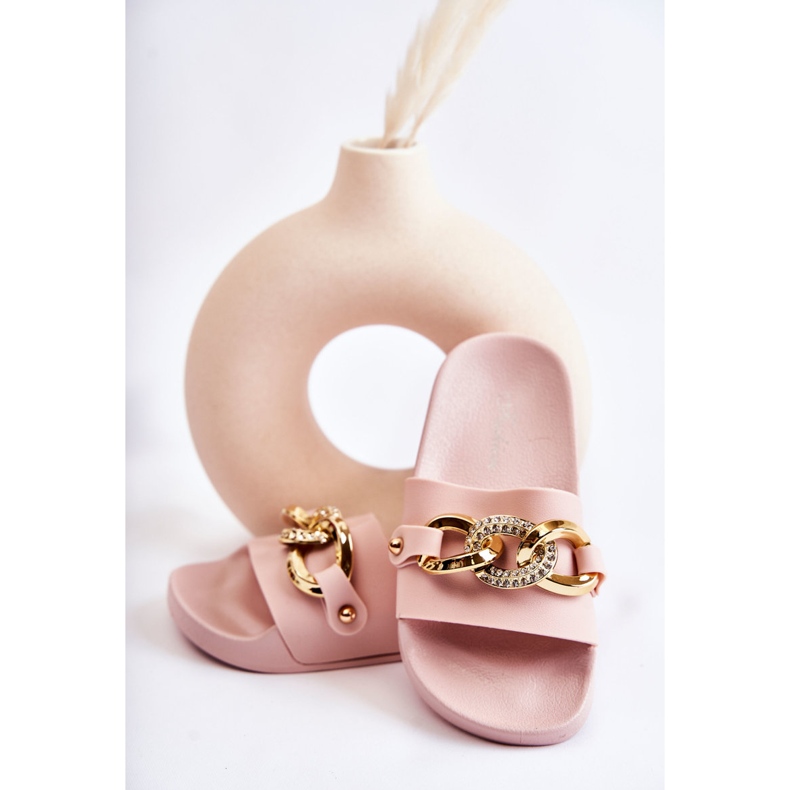 FK1 Chaussons Enfant En Caoutchouc Avec Une Chaîne Décorative Rose Suzie 2