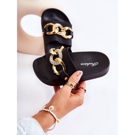 FK1 Chaussons Enfant En Caoutchouc Avec Une Chaîne Décorative Noir Suzie le noir 3