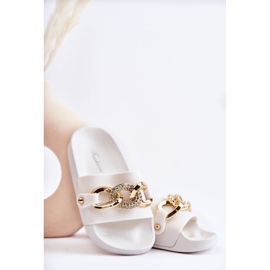 FK1 Chaussons Enfant Caoutchouc Avec Chaîne Décorative Blanc Suzie blanche 1