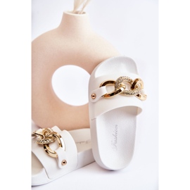 FK1 Chaussons Enfant Caoutchouc Avec Chaîne Décorative Blanc Suzie 2