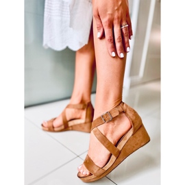 Sandales compensées Ashlyn Camel brun 4