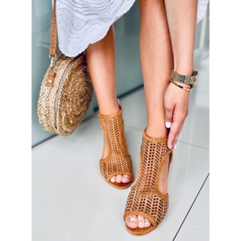 Sandales boho ajourées Vivian Camel brun 4