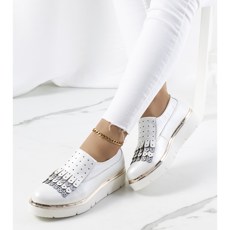 Chaussures brillantes blanches de Giotto argent doré 1