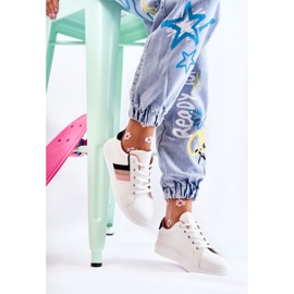 FK2 Chaussures de sport femme nouées en blanc Renesme noir rose doré 1