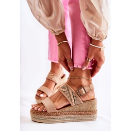FE1 Sandales Compensées Daim Annabel Beige 2