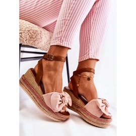 FE1 Sandales Compensées Daim Rose Natina brun 4