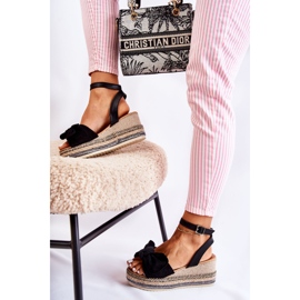 FE1 Sandales compensées en daim noires Natina 2