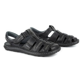 Olivier Sandales d'été en cuir pour hommes 230MA noir 2