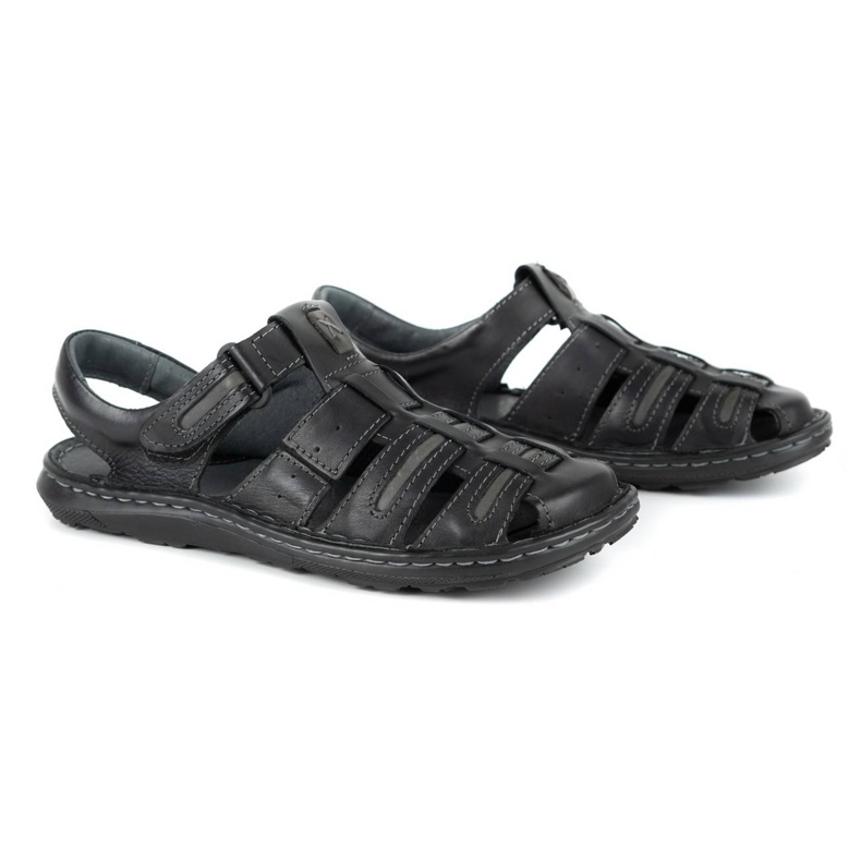 Olivier Sandales d'été en cuir pour hommes 230MA noir le noir 2