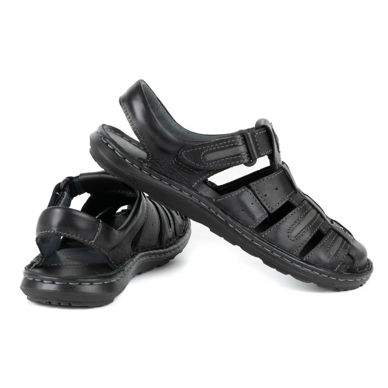 Olivier Sandales d'été en cuir pour hommes 230MA noir 3