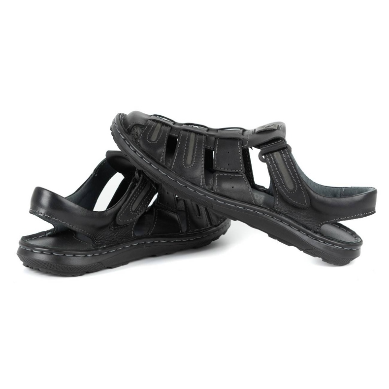 Olivier Sandales d'été en cuir pour hommes 230MA noir le noir 4