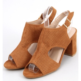 Sandales ajourées à talon haut Stacy Camel brun 3