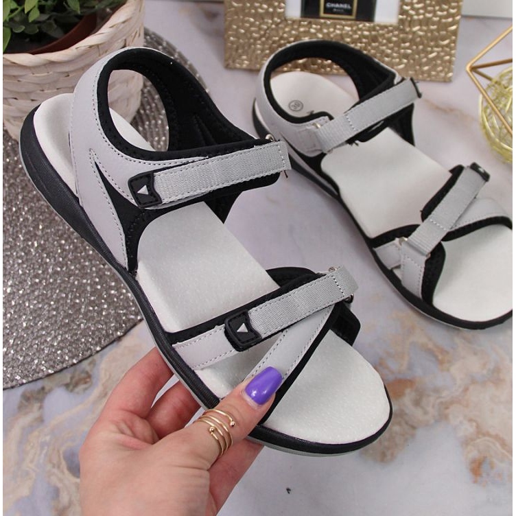 Sandales de sport grises à scratch W American Club le noir 1