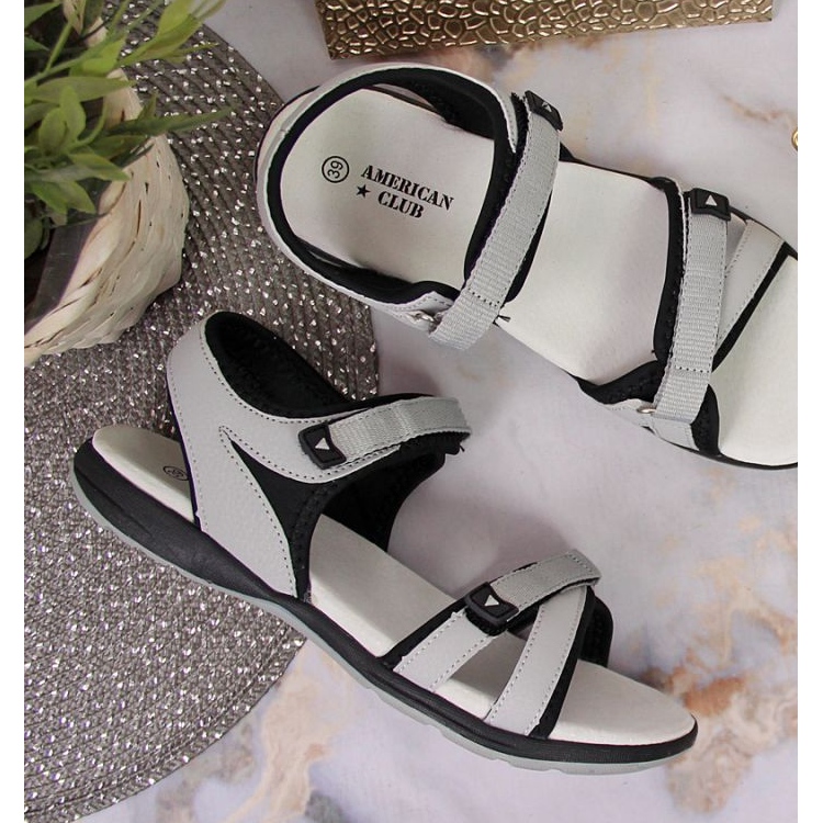 Sandales de sport grises à scratch W American Club le noir 2